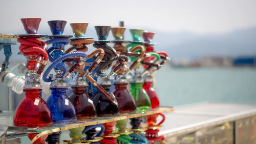 Close-up of multi colored hookah