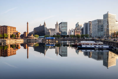 Reflection of buildings liverpool waterfront 