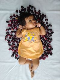 High angle view of cute girl