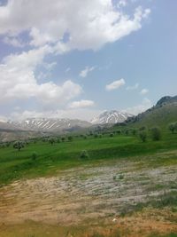 Scenic view of mountains against sky