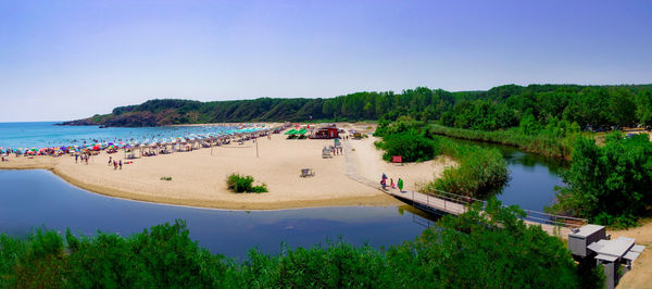 Scenic view of sea against clear sky