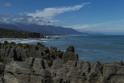 Scenic view of sea against cloudy sky