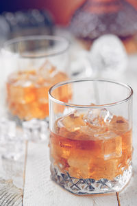 Close-up of drink in glass on table