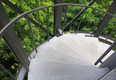 High angle view of staircase amidst trees