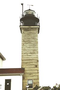 Low angle view of lighthouse against clear sky