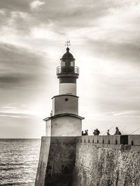 Low angle view of lighthouse against sky