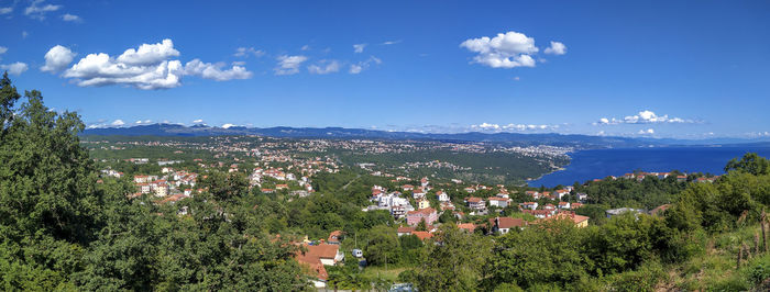 High angle view of townscape against sky