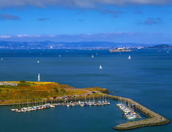 High angle view of sea against sky