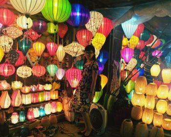 Multi colored lanterns for sale in market