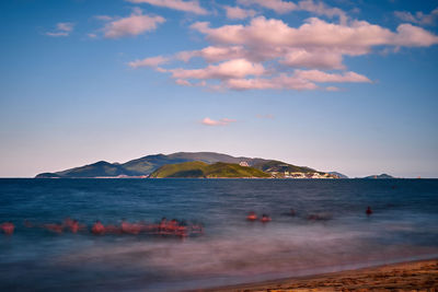 Scenic view of sea against sky at sunset