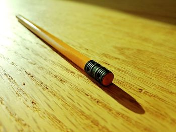 High angle view of pencils on table