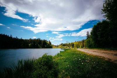 Scenic view of lake against sky