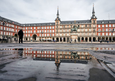 Reflection of building in water