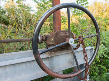 Close-up of rusty wheel