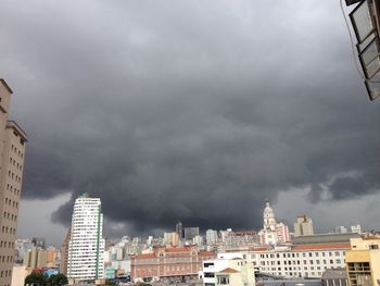 High section of cityscape against cloudy sky