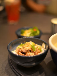 High angle view of meal served on table