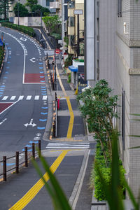 High angle view of city street