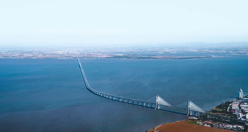 High angle view of city at waterfront