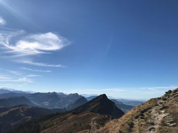 Scenic view of mountains against sky