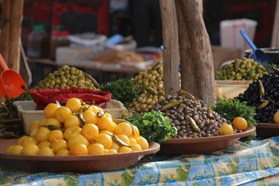 Fruits and vegetabilische for sale at market stall