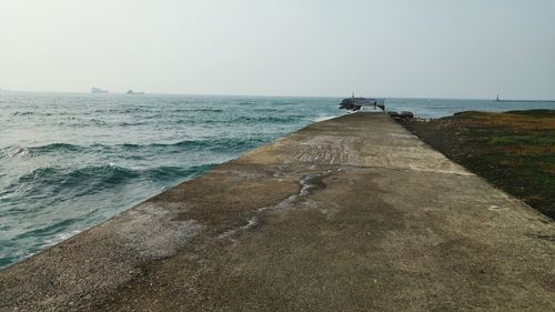 Scenic view of sea against clear sky