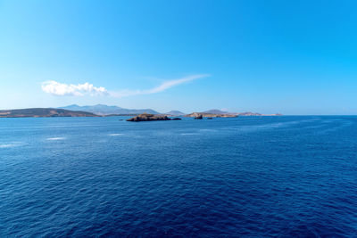 Scenic view of sea against blue sky