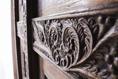 Close-up of metal door in building