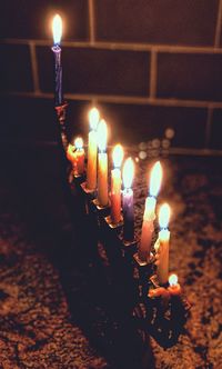 Close-up of burning candles