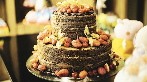 Close-up of cake on table