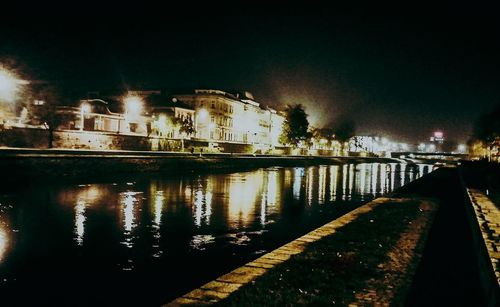 Reflection of illuminated buildings in river