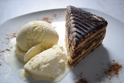 Close-up of ice cream in plate