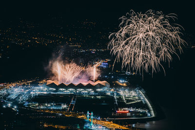 Firework display at night