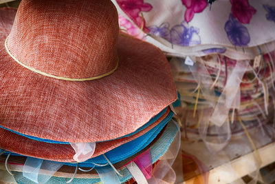 Close-up of hat on display at store