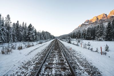 Snow covered landscape against sky