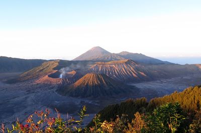 Scenic view of mountain range against sky