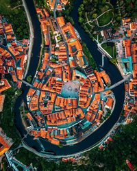 High angle view of old building in city