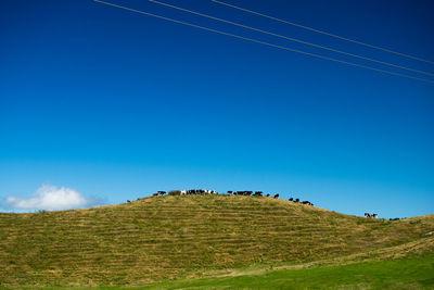 Low angle view of landscape against clear sky