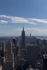 Aerial view of cityscape against sky