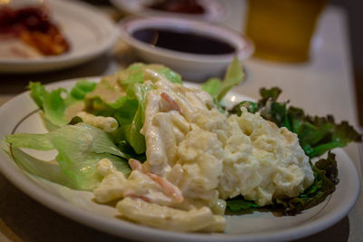 Close-up of meal served in plate