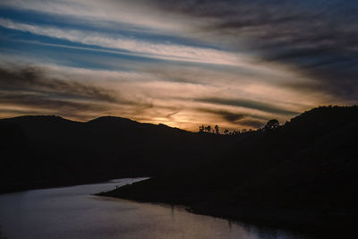 Silhouette mountain against sky during sunset