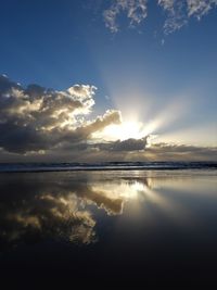 Scenic view of sea against sky at sunset