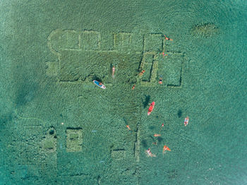 Aerial view of kayak in sea