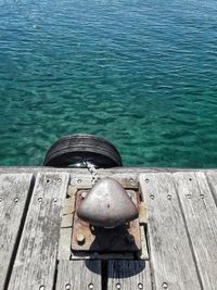 High angle view of pier on lake