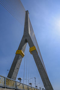 Low angle view of suspension bridge