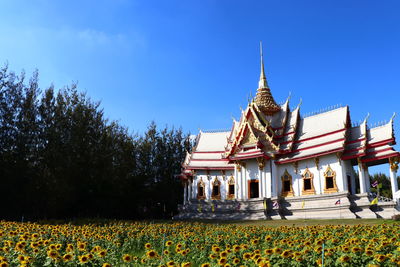 A buddhist church under sunshine in lan boon mahawihan somdet phra buddhacharn to brahmarangsri park