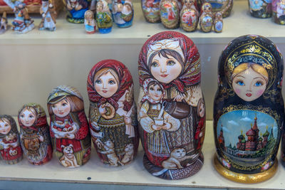 View of statues for sale in market