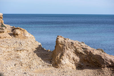 Scenic view of sea against clear sky