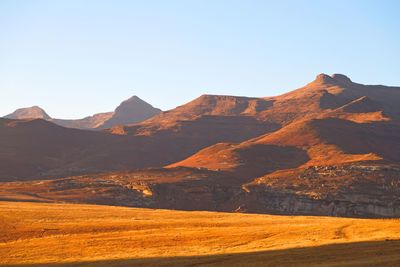 Scenic view of mountains against clear sky