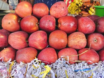 Full frame shot of apples for sale at market stall