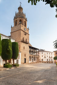 Low angle view of historic building against clear sky